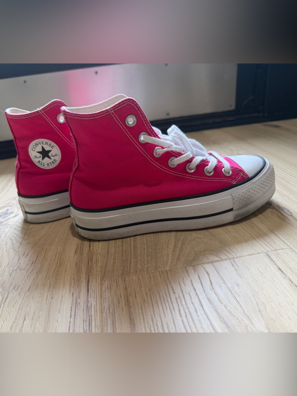 Converse High Top Sneakers in Bright Pink